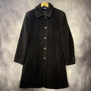Jones New York Collection Suri Alpaca/Wool Overcoat Black Women Size‎ 10